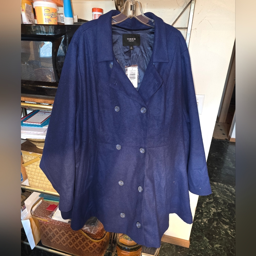 Torrid Wool Peplum Peacoat Blue Size 6  (30) New With Tags